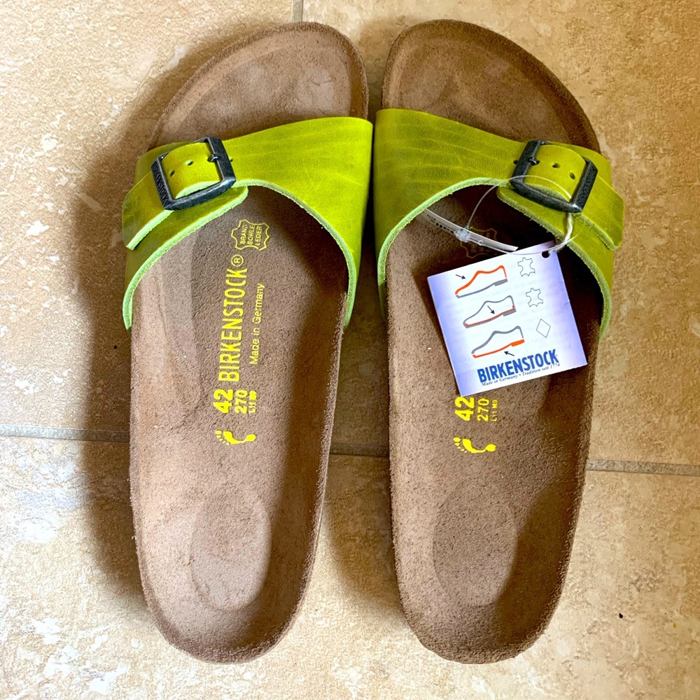 Green Leather Birkenstock Sandals